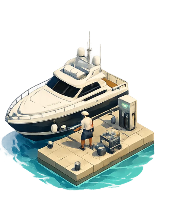 Dockhand servicing a yacht